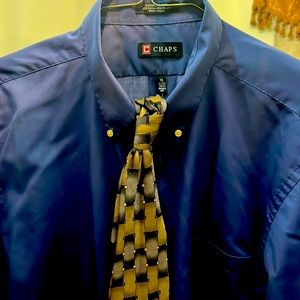 Classy & elegant CHAPS Navy Blue gentleman dress up shirt w/vintage tie combo!